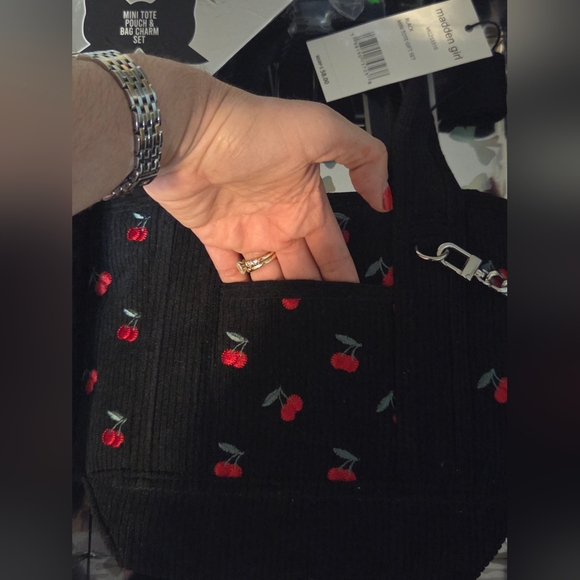 Madden Girl Cherry Mini Tote Pouch & Bag Charm Set - Picture 6 of 9